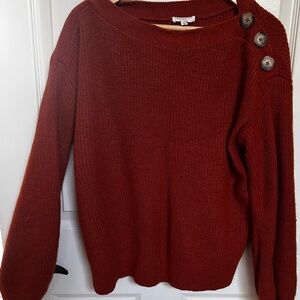Elegant Button-Accent Sweater - Deep Red